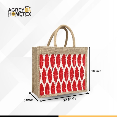 Buy Jute Shopping Bag with Zipper, Natural & Red, (12"x10")  Best Price In Bangladesh