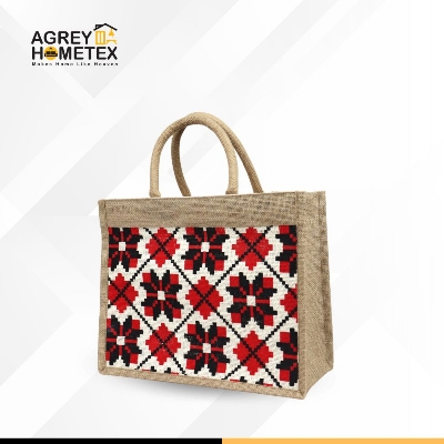 Buy Jute Shopping Bag with Zipper, Natural & Multicolor, (12"x10")  Best Price In Bangladesh
