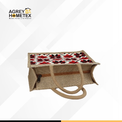 Buy Jute Shopping Bag with Zipper, Natural & Multicolor, (12"x10")  Best Price In Bangladesh