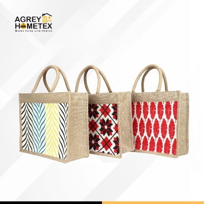 Buy Jute Shopping Bag with Zipper, Natural & Multicolor, (12"x10")  Best Price In Bangladesh
