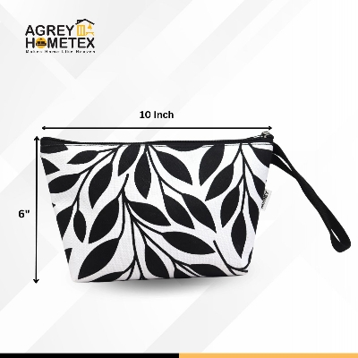 Buy Pouch / Makeup Bag, Cotton Fabric, Black & white, (6"x10")  Best Price In Bangladesh