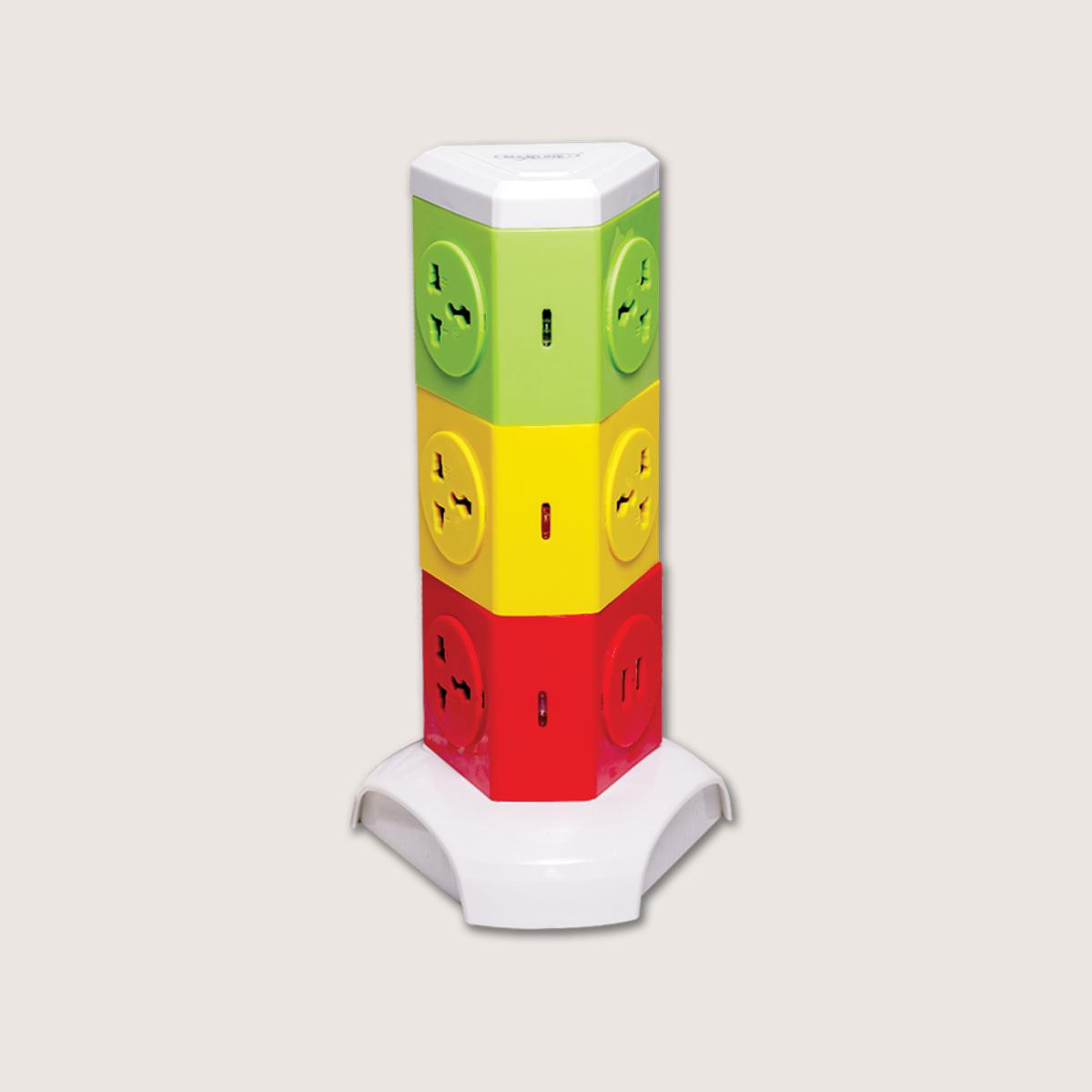 Picture of Fire proof plastic body Multiplug ML 3 Way Tower Double USB Charger