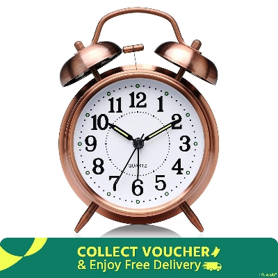 Picture of Explore The Bronze Perfect Kids' Bedroom Alarm Clock - A Heavy Copper Twin Bell Alarm Clock, The Ideal Choice For Students' Bedrooms - wall clock
