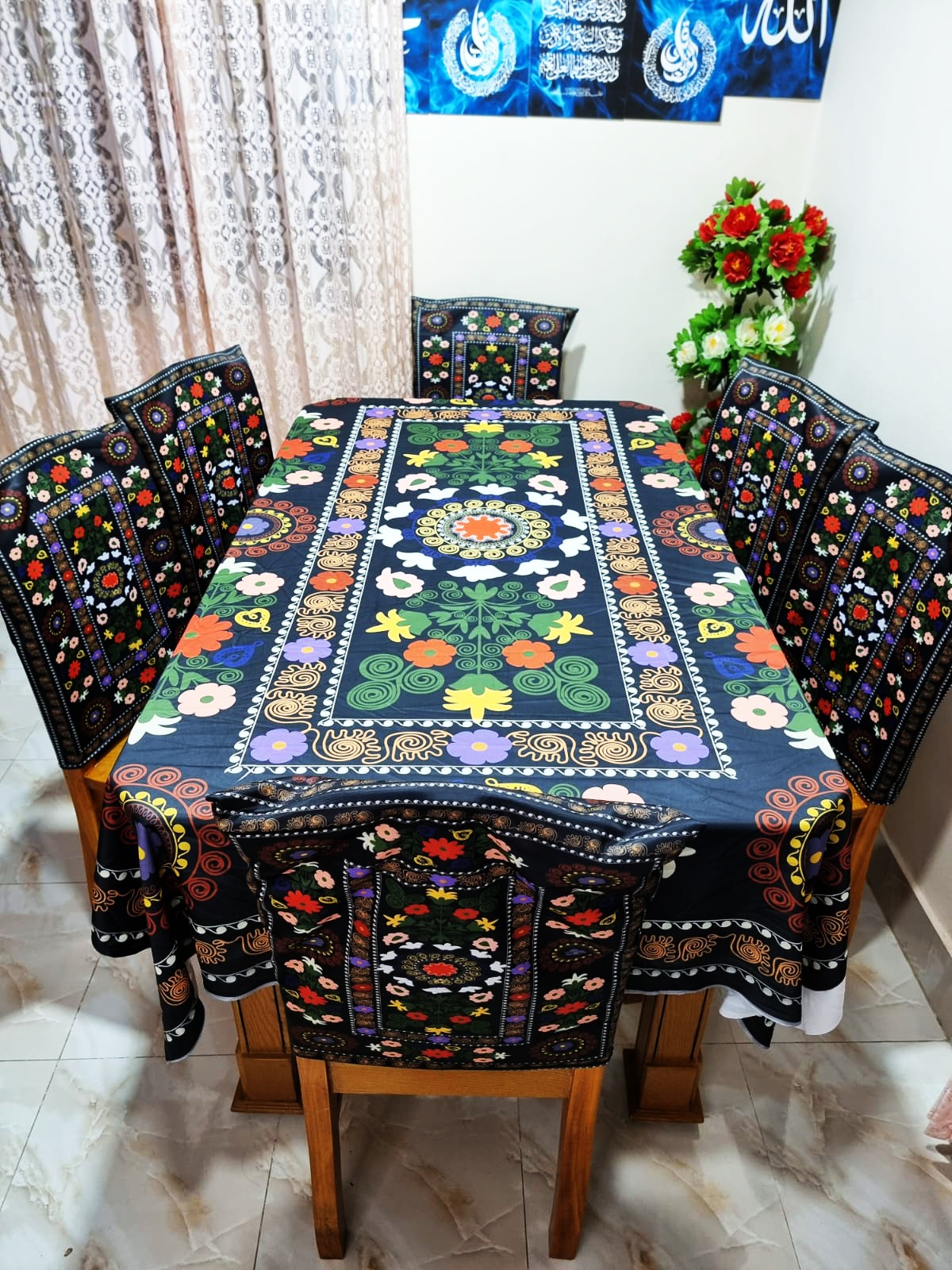 Buy 3D প্রিন্টেড ৬টি চেয়ার এবং ১টি টেবিল কাভারসহ মোট ৭ পিসের কমপ্লিট সেট। পোশাক বাড়ি শপ at Best Prices in Bangladesh