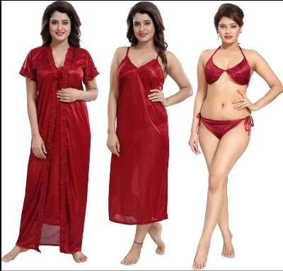 Picture of Night Dress For Women 4 Part Fashionable, Stylish And Comfortable Sleepwear - Night Dress For Women - Night Dress For Women - Night Dress