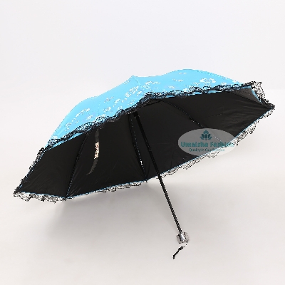 Picture of Ladies Fashionable and Elegant Anti UV Sunshade Print Border Lace Umbrella