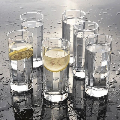 Picture of Water Glass Set for Dining Table Juice Glass Heavy Base Tall Bar Glass - Drinking Glasses for Water, Juice, Beer, Wine, and Cocktails 295ml,