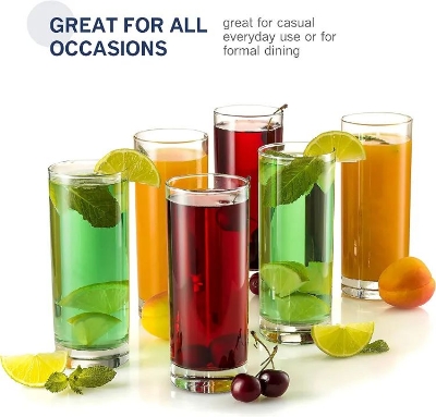 Picture of Water Glasses Transparent Long Glass | Highball Glasses | Juice Glass | Plaza Tumbler 305 ml Set of 6