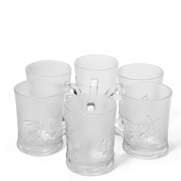 Picture of Frosted Rose Pressed Glass Cup Mugs Set Of

6 Pcs.