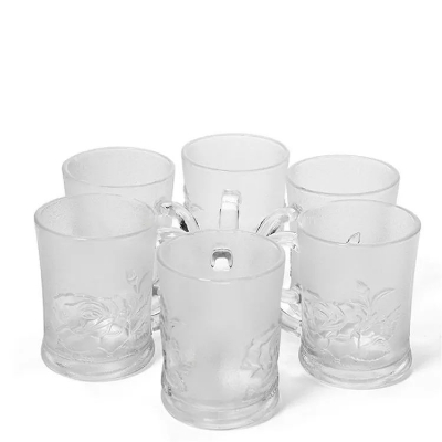 Picture of Frosted Rose Pressed Glass Cup Mugs Set Of

6 Pcs.