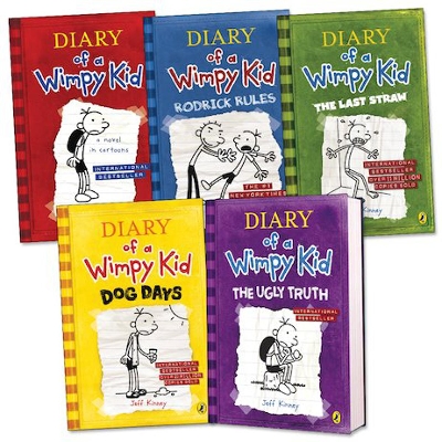 Picture of Diary of a Wimpy Kid 5 Book Set: Diary of a Wimpy Kid, Rodrick Rules, The Last Straw, Dog Days, The Ugly Truth (Diary of a Wimpy Kid, 1-5) Paperback –Yellow Paper Print