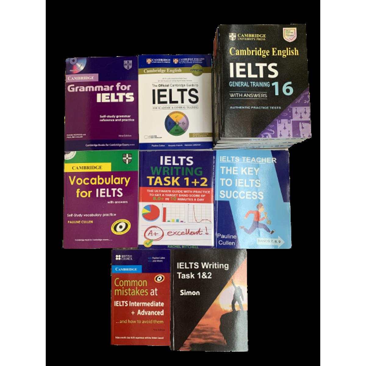 Picture of Cambridge 23 Books Set ( Ielts General 1-16, Writin Task 1+2, Common Mistakes, Writing Task 1&2, Vocabulary For Ielts, Grammar For Ielts, The Key To Ielts Success Band 7.8.9 & The Official Cambridge Guide) Newsprint