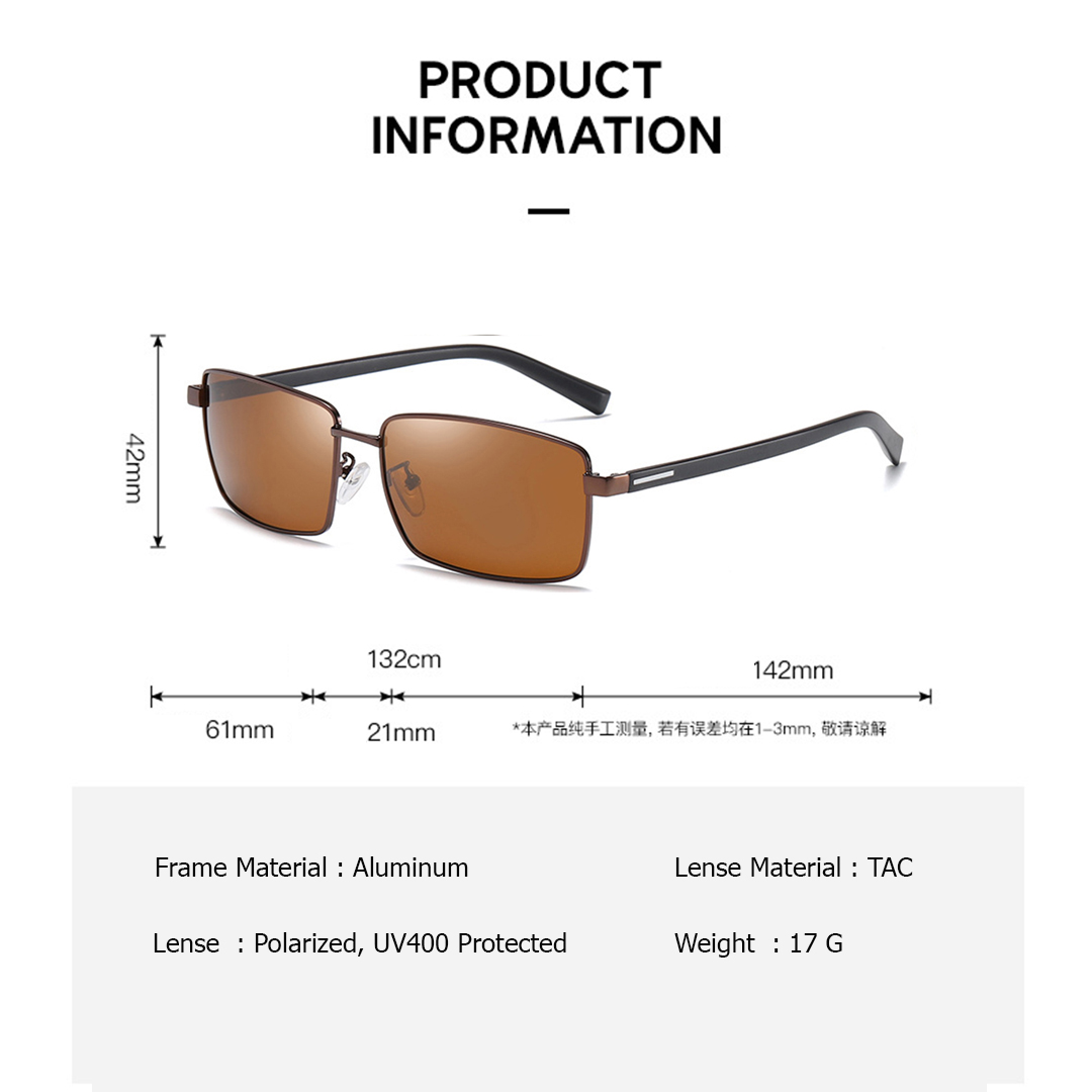 Picture of Men Ploarized Fashion Sunglasses High Quality Driving Sunglasses Rectangle Design Frame