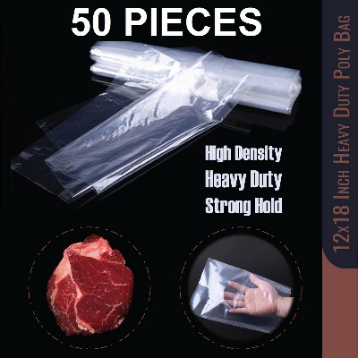 Picture of 50 Pcs LD 12 x 18 Inch Meat/ Fish/ Frozen/ Fruits Carry Bag High Density Heavy Duty Poly Bag