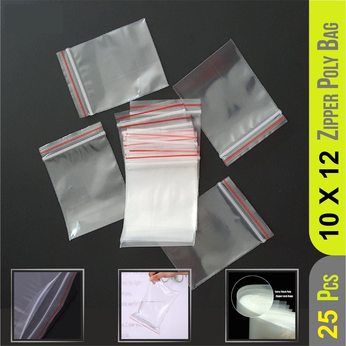 Picture of 10"X12" Inch Resealable 25 pcs Clear Zipper Poly Bag/ Zip Lock Plastic Storage Packet for Food Freezing, Jewelry, Clothes, Docs, Candy, Cookies, Snacks, Vitamins, Books, Seeds