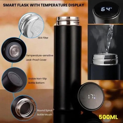 Picture of Stainless Steel Multicolor Smart Flask With Temperature Display, For Office, Capacity: 500ml