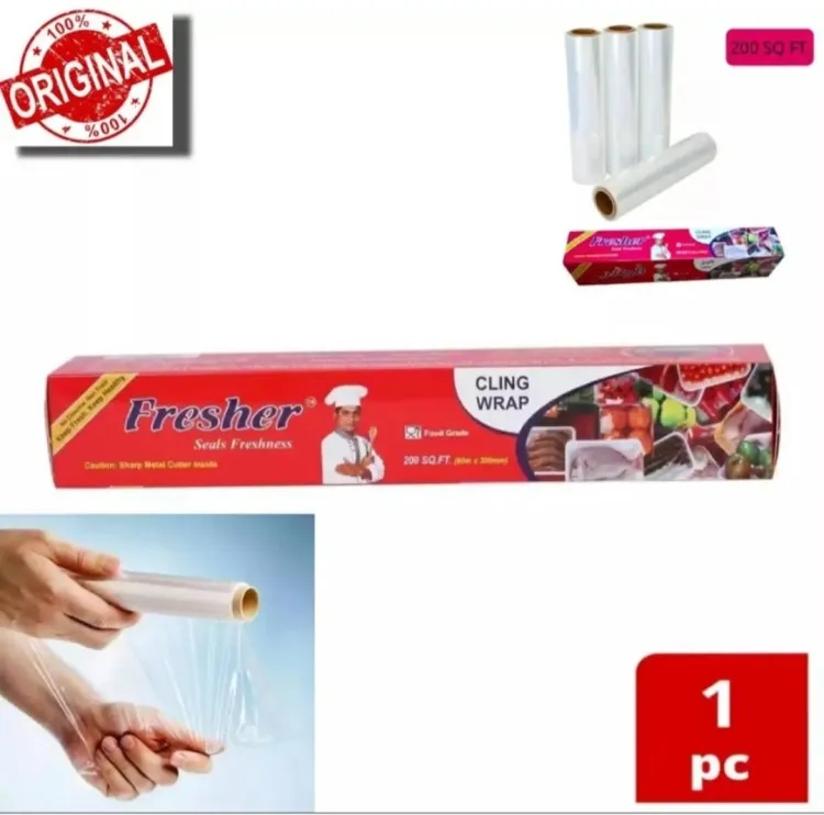 Picture of Fresher Plastic Stretch Wrapping paper (200 SQ.FT) for keeping Food fresh Food grade