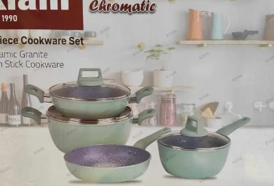 Picture of Kiam Chromatic 7 Pcs Ceramic Granite Cookware Set (Induction bottom)