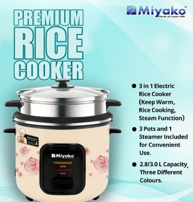 Picture of Miyako 3 Liters 3 Pot Rice Cooker ASL-3P-300YLD