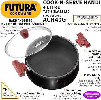Picture of Hawkins Hard Anodised Handi (ACH40G) 4 LTR with Lid