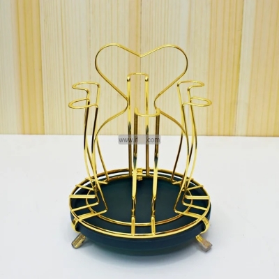 Picture of SS Glass Holder With Drainer, Glass Stand Cup Holder With Water Tray Kitchen Accessories Home Storage Rack For Living & Dinning Room