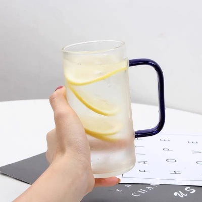 Picture of 4 Pieces Borosilicate 380ML Glass Coffee Mug with Colored Handle GPB31-380/L4