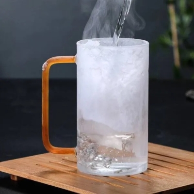 Picture of 4 Pieces Borosilicate 380ML Glass Coffee Mug with Colored Handle GPB31-380/L4