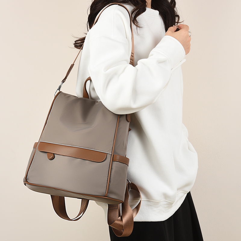 Picture of New Design Women Backpack Nylon Waterproof Anti-Theft Travel Bagpack(Coffee)