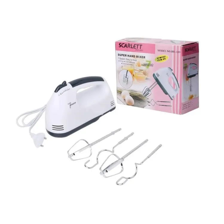 Picture of Scarlett HE-133 - Electric Egg Beater and Mixer for Cake Cream - White - Whisk, Mix, and Blend with Ease