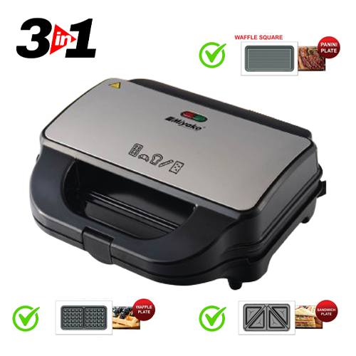 Picture of Miyako 3 In 1 Sandwich Maker SM-862-HY - Sandwich Plate, Grill Plate & Waffle Plate