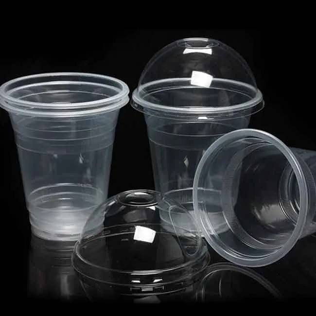 Picture of 50PCS One time Plastic Juice Glass/ Cake jar 350 Ml With Lid