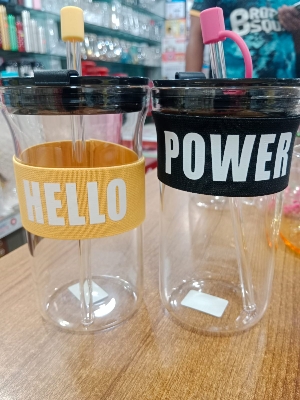 Picture of 1PC Glass Can With Lid & Sip For Traveling & Gym 6357