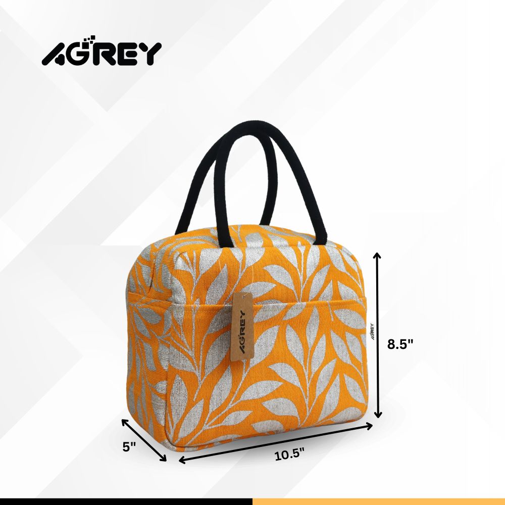 Buy Lunch Carry Bag, Jute Cotton , Yellow & Silver, (10.5″x8.5″x5″) Best Price In Bangladesh