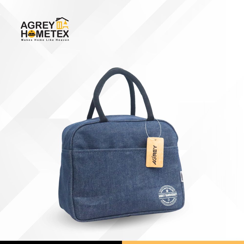 Buy Lunch Carry Bag, Denim Fabric , Navy Blue, (10.5″x8.5″x5″) Best Price In Bangladesh