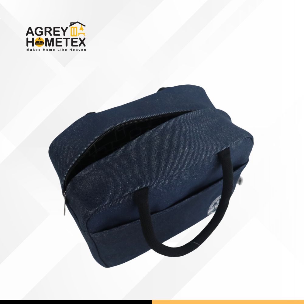 Buy Lunch Carry Bag, Denim Fabric , Navy Blue, (10.5″x8.5″x5″) Best Price In Bangladesh