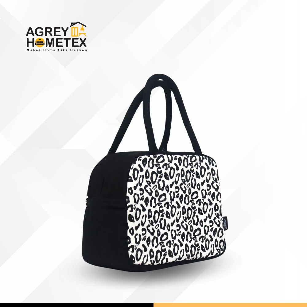 Buy Lunch Carry Bag, Cotton Fabric, Black & White, (9.5″x7.5″x5″) Best Price In Bangladesh