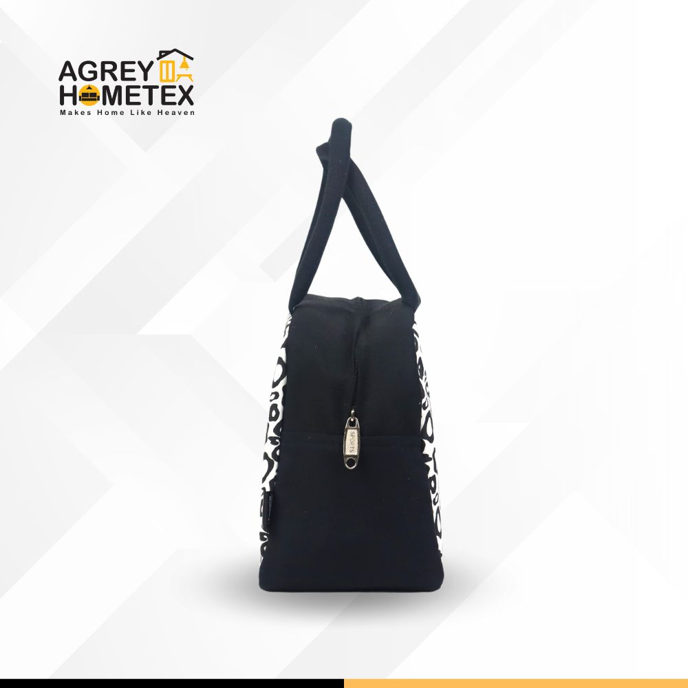 Buy Lunch Carry Bag, Cotton Fabric, Black & White, (9.5″x7.5″x5″) Best Price In Bangladesh