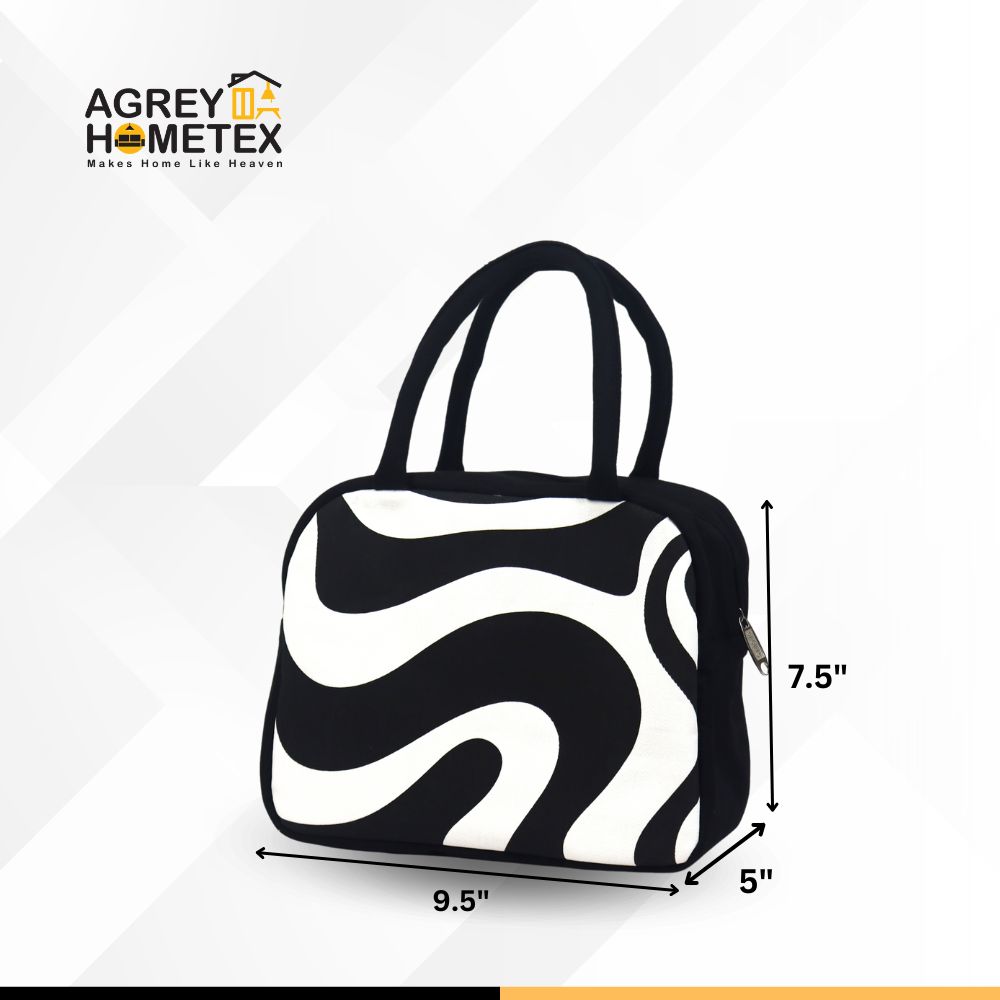 Buy Lunch Carry Bag, Cotton Fabric, Black & White, (9.5″x7.5″x5″)  Best Price In Bangladesh