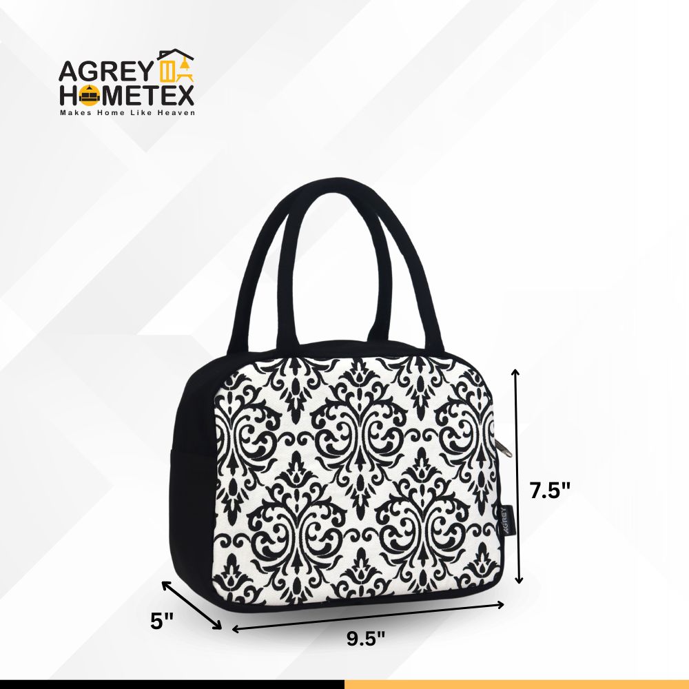 Buy Lunch Carry Bag, Cotton Fabric, Black & White, (9.5″x7.5″x5″)  Best Price In Bangladesh
