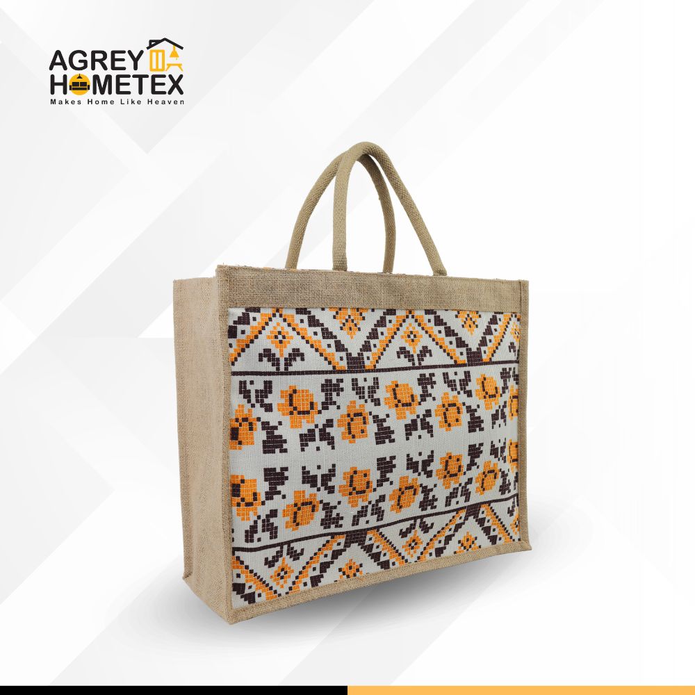 Buy Jute Shopping Bag with Zipper, Natural & Multicolor, (13"x16") Best Price In Bangladesh