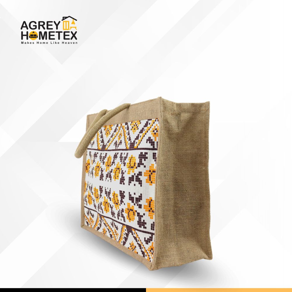Buy Jute Shopping Bag with Zipper, Natural & Multicolor, (13"x16") Best Price In Bangladesh