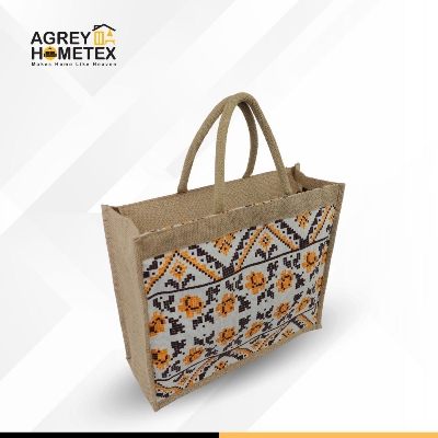 Buy Jute Shopping Bag with Zipper, Natural & Multicolor, (13"x16") Best Price In Bangladesh