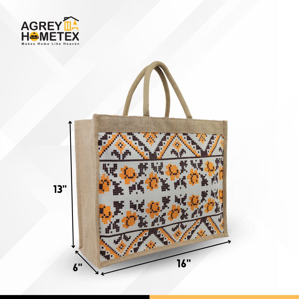 Buy Jute Shopping Bag with Zipper, Natural & Multicolor, (13"x16") Best Price In Bangladesh