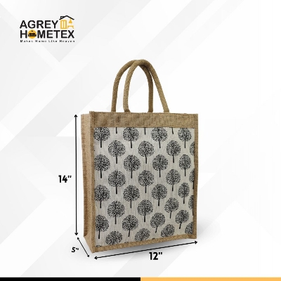 Buy Jute Shopping Bag with Zipper, Natural & Black, (12"x14") Best Price In Bangladesh