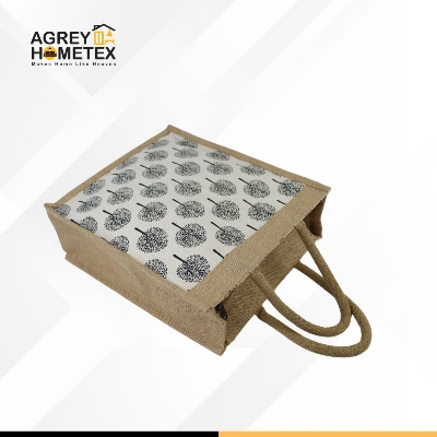 Buy Jute Shopping Bag with Zipper, Natural & Black, (12"x14") Best Price In Bangladesh
