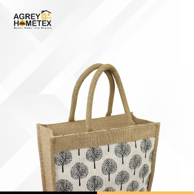 Buy Jute Shopping Bag with Zipper, Natural & Black, (12"x14") Best Price In Bangladesh