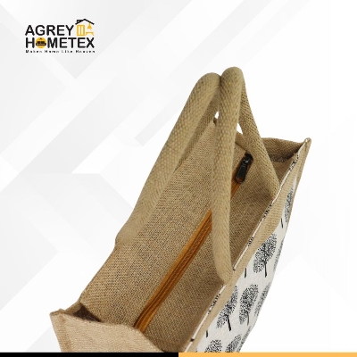Buy Jute Shopping Bag with Zipper, Natural & Black, (12"x14") Best Price In Bangladesh