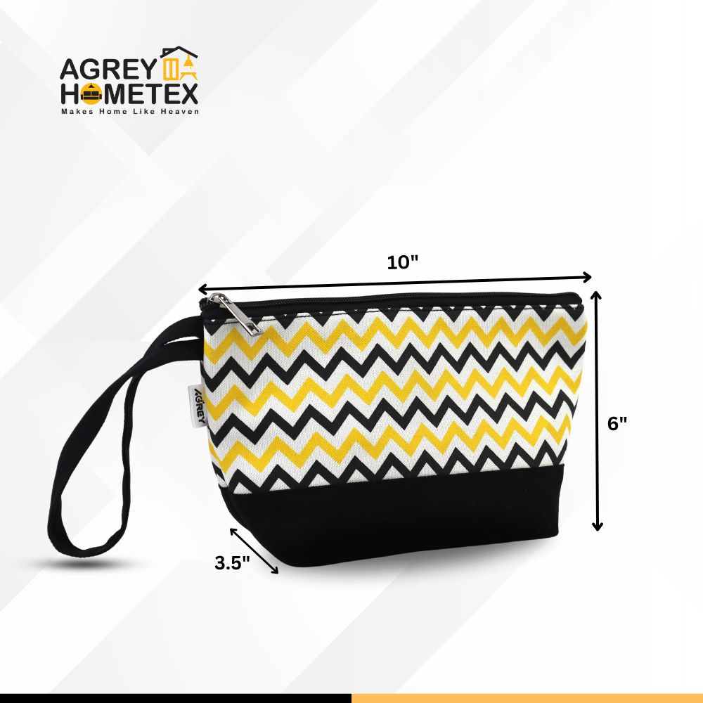 Buy Pouch / Makeup Bag, Cotton Fabric, Black & Yellow, (6"x10") Best Price In Bangladesh