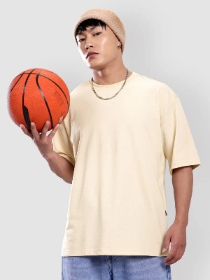 Buy Oversized Plain T-Shirt – Beige   Best Price In Bangladesh