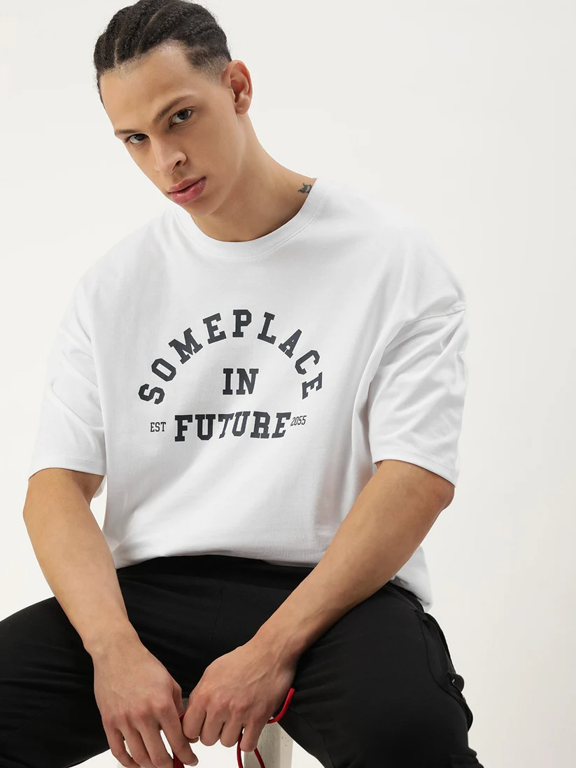 Buy Drop Shoulder Print T-Shirt – Someplace – White Best Price In Bangladesh